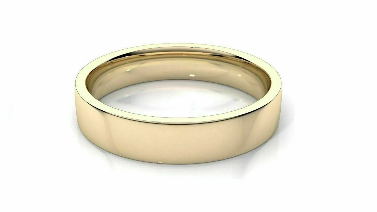 14k Solid Gold 5mm Comfort Fit Wedding Flat Band in 14k Yellow Gold All sizes 