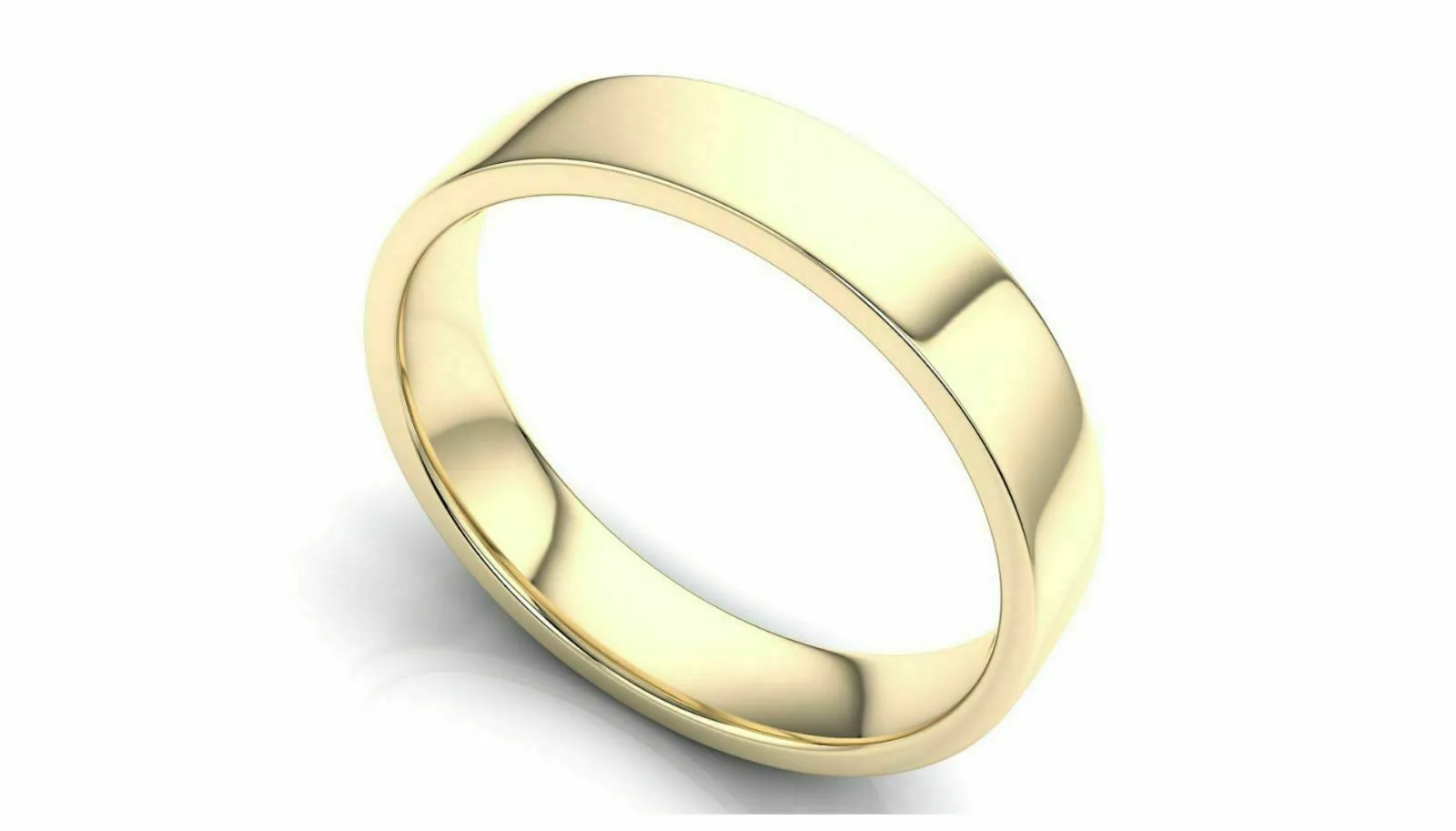 14k Solid Gold 5mm Comfort Fit Wedding Flat Band in 14k Yellow Gold All sizes 