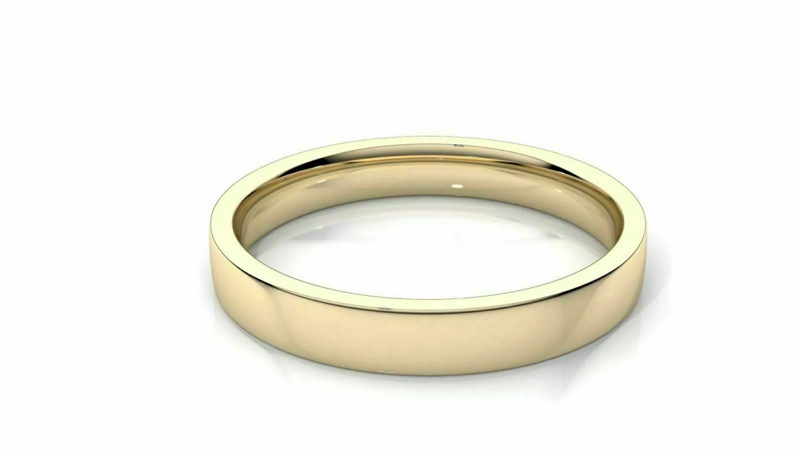 18k Solid Gold 3mm Comfort Fit Wedding Flat Band in 18k Yellow Gold All sizes 