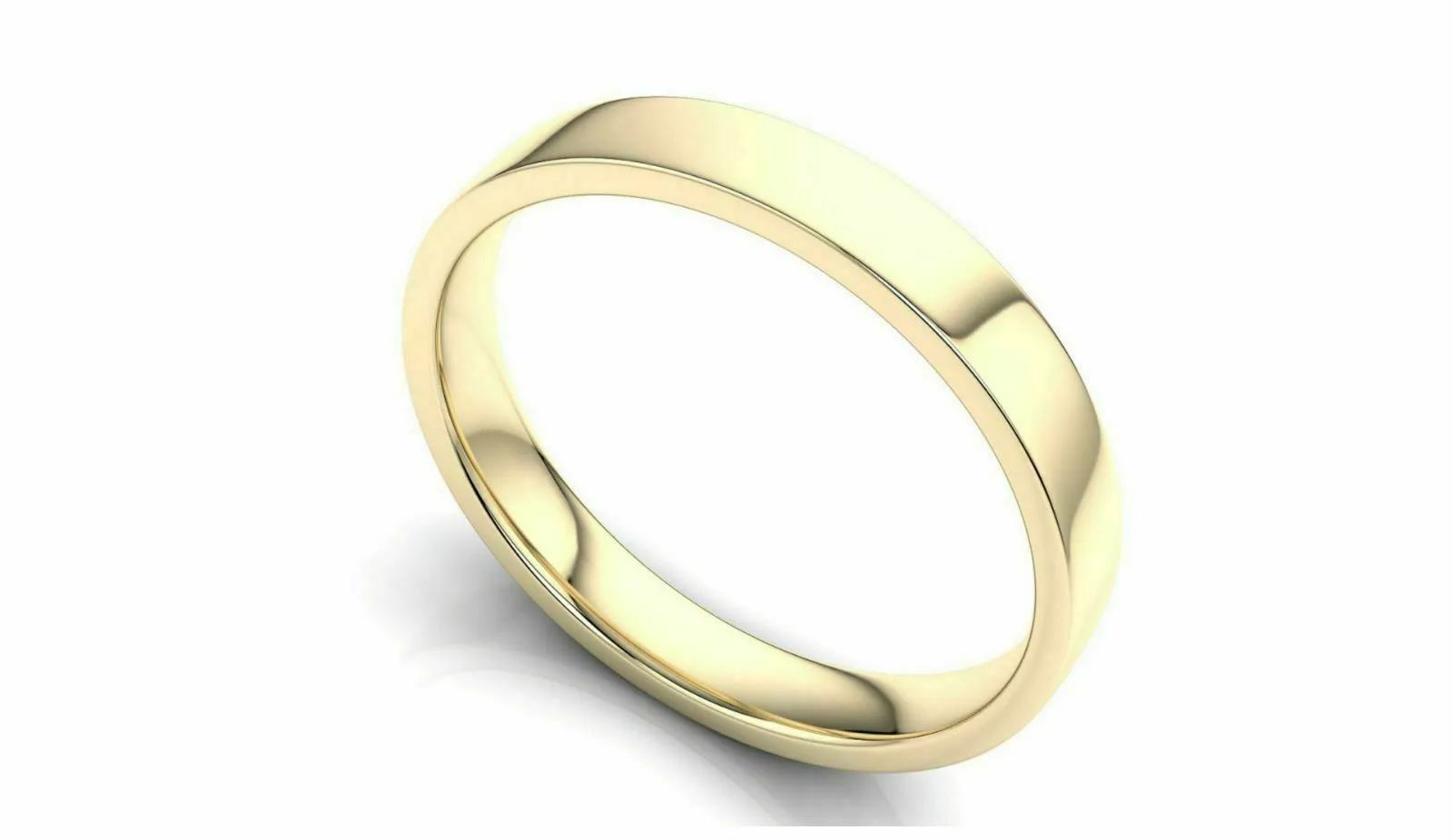 18k Solid Gold 3mm Comfort Fit Wedding Flat Band in 18k Yellow Gold All sizes 