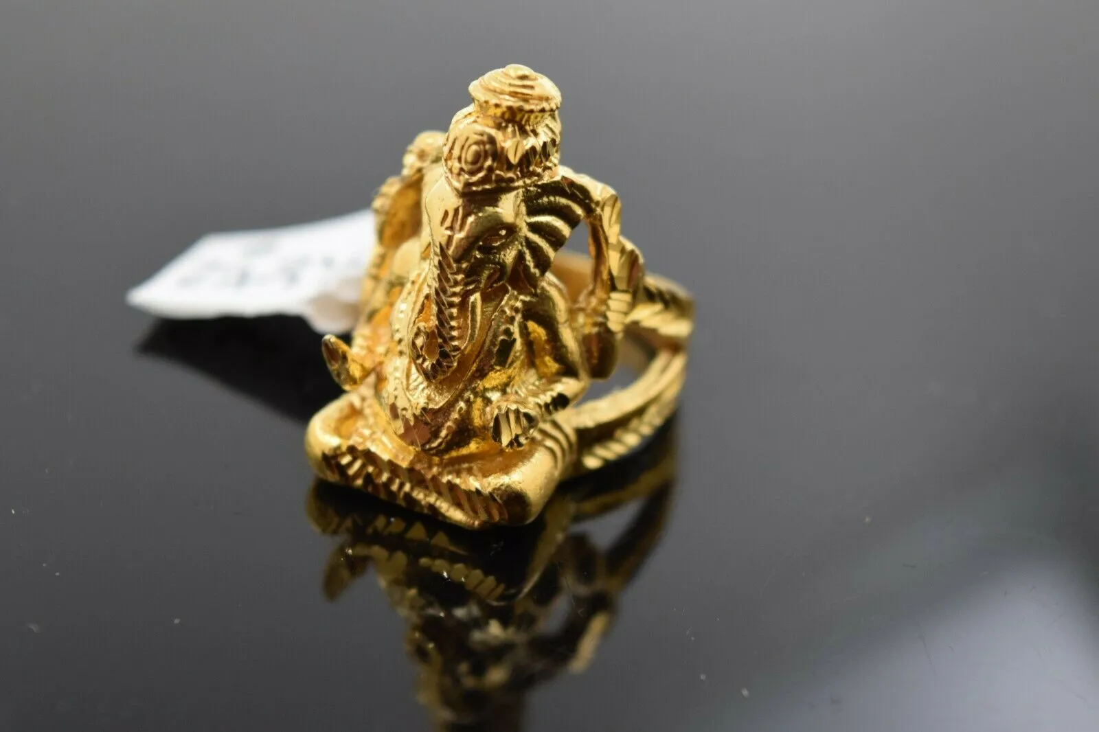 22k Ring Solid Gold ELEGANT Charm Classic Ganesh SIZE 6.5 RESIZABLE r2193