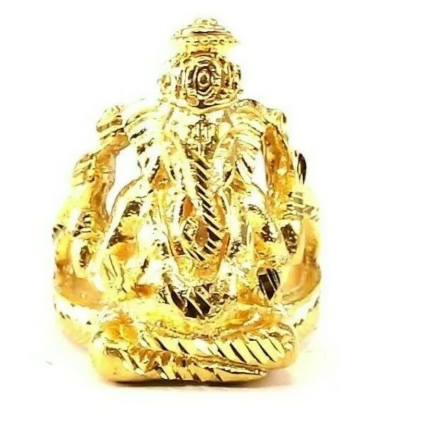 22k Ring Solid Gold ELEGANT Charm Classic Ganesh SIZE 6.5 RESIZABLE r2193