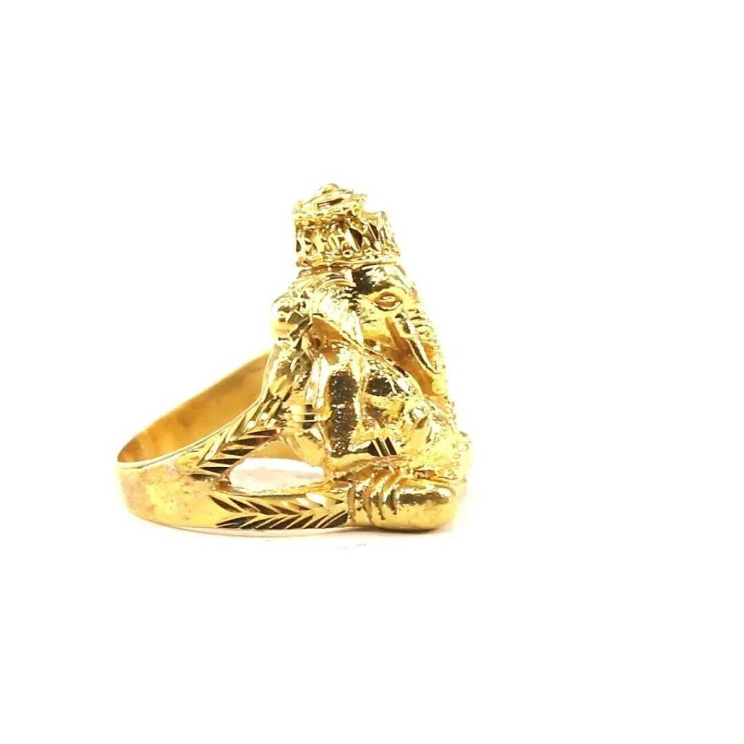 22k Ring Solid Gold ELEGANT Charm Classic Ganesh SIZE 6.5 RESIZABLE r2193