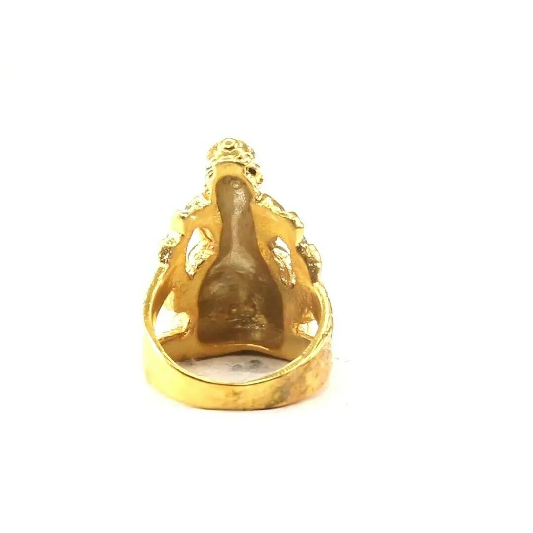 22k Ring Solid Gold ELEGANT Charm Classic Ganesh SIZE 6.5 RESIZABLE r2193