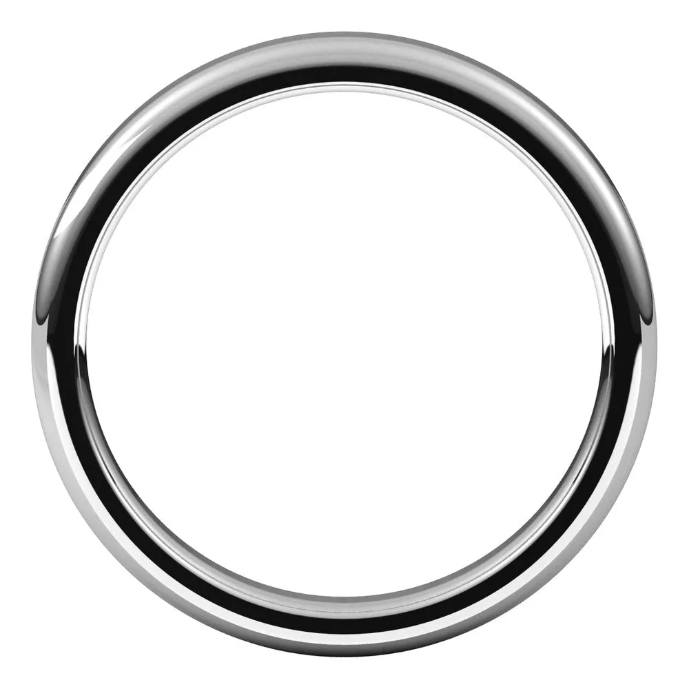 3mm 14K White Gold Polished Round Edge Comfort Fit Flat Band