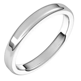 3mm 14K White Gold Polished Round Edge Comfort Fit Flat Band