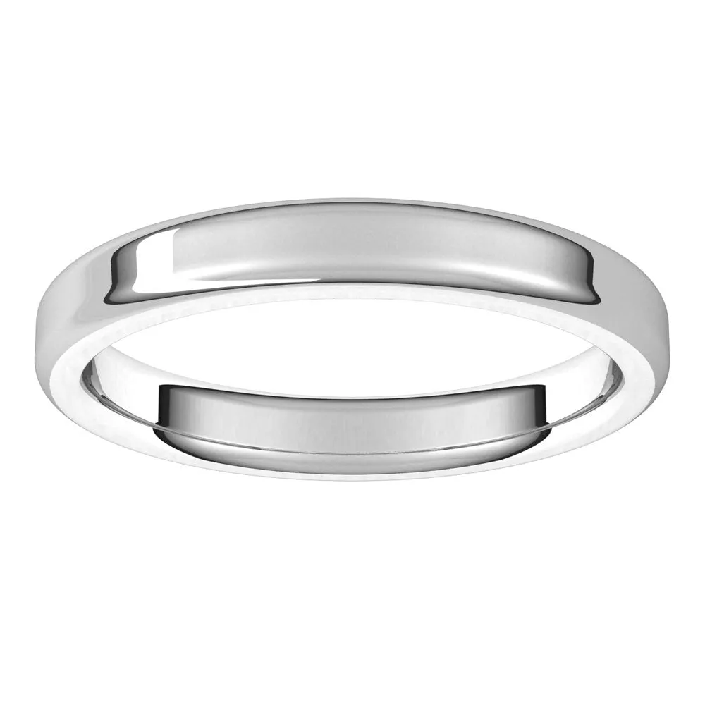 3mm 14K White Gold Polished Round Edge Comfort Fit Flat Band