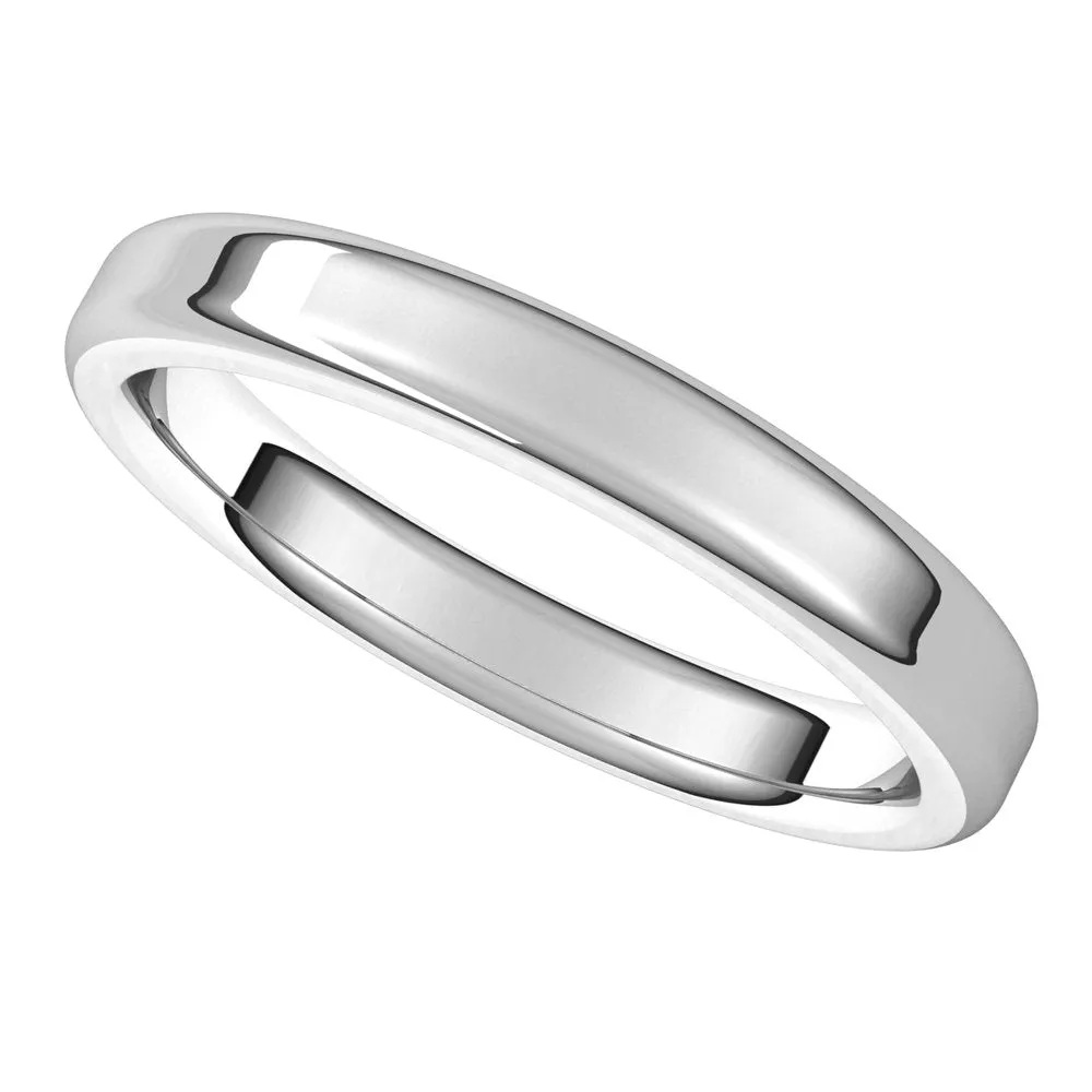 3mm 14K White Gold Polished Round Edge Comfort Fit Flat Band