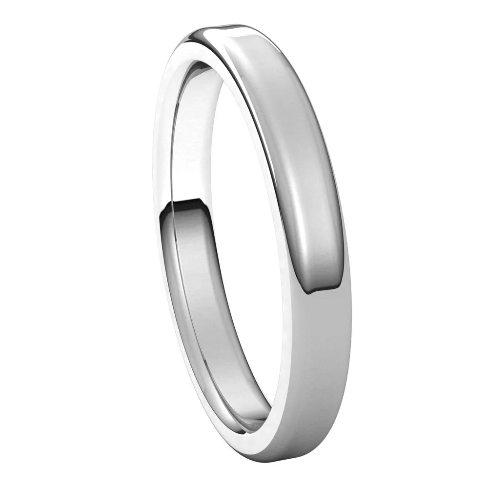 3mm 14K White Gold Polished Round Edge Comfort Fit Flat Band