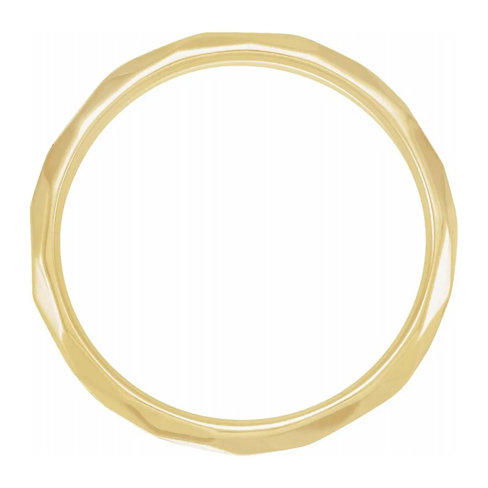 3mm 14K Yellow Gold Hammered Comfort Fit Band