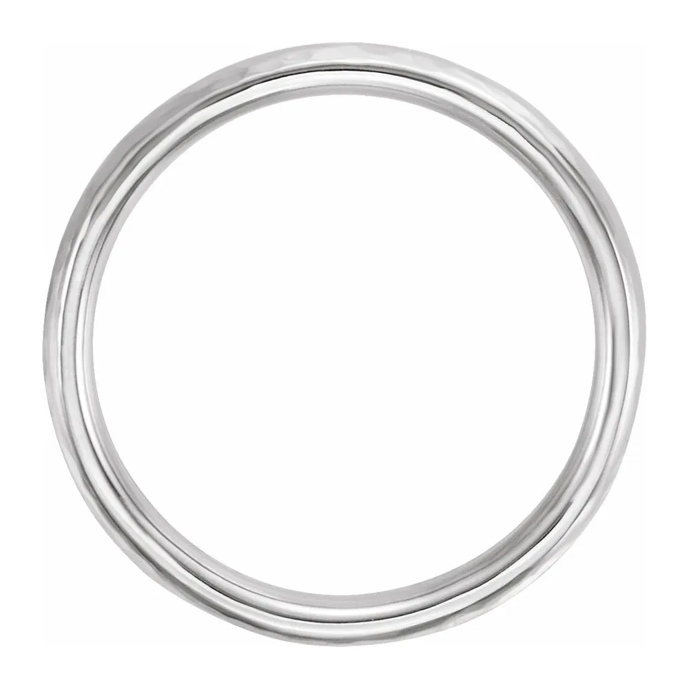 4mm 10K White Gold Hammered Half Round Comfort Fit Band