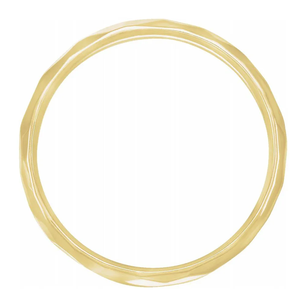 5mm 14K Yellow Gold Hammered Comfort Fit Band