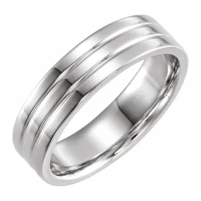 6mm 14K White Gold Polished Ridged Comfort Fit Band