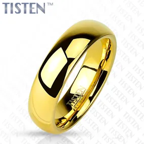 6mm Classic Wedding Band Glossy Mirror Polished Gold IP Tisten (Tungsten+Titanium) Ring