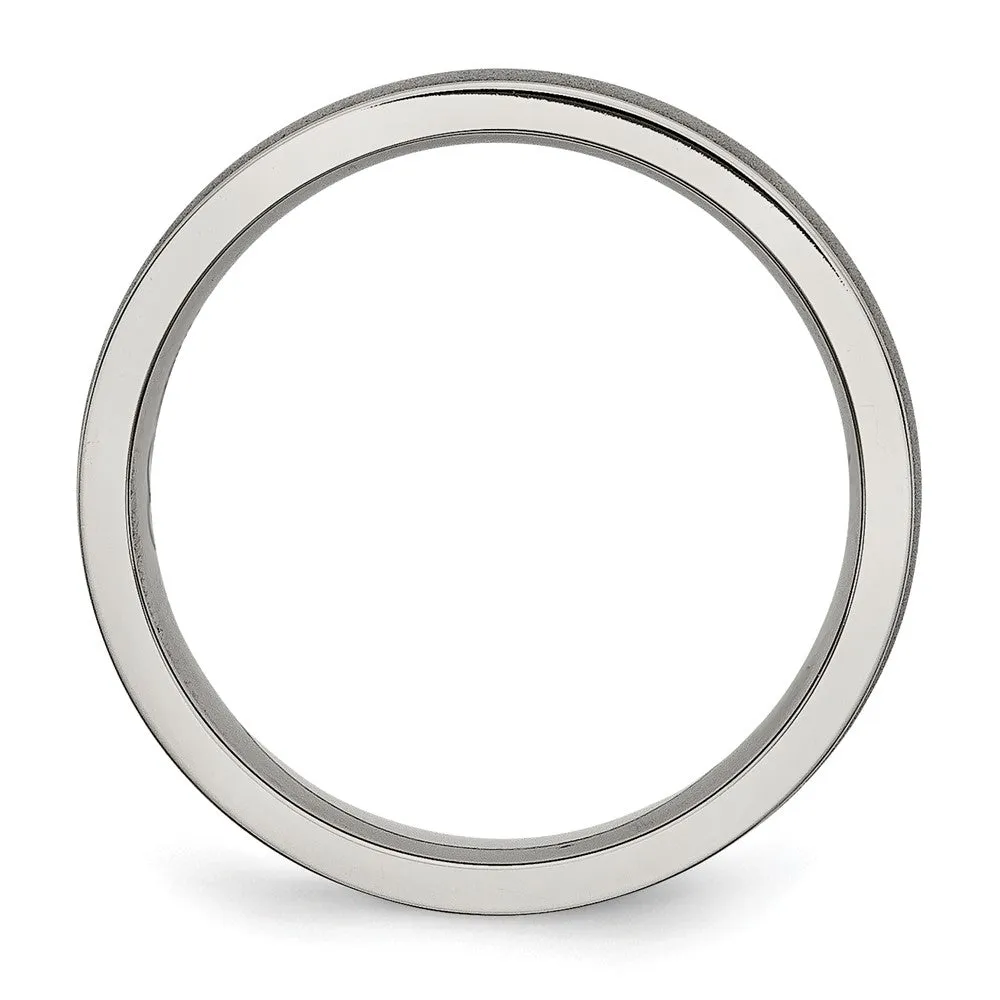 6mm Titanium Brushed Domed Ridged Edge Comfort Fit Band