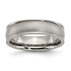 6mm Titanium Brushed Domed Ridged Edge Comfort Fit Band