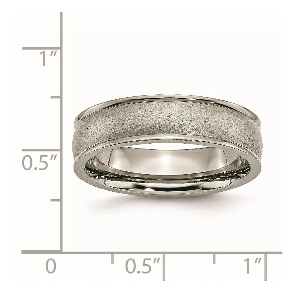 6mm Titanium Brushed Domed Ridged Edge Comfort Fit Band