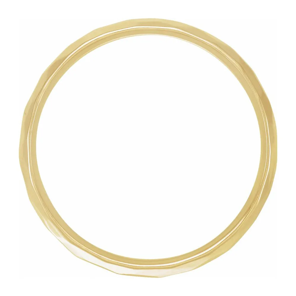 9mm 14K Yellow Gold Hammered Comfort Fit Band