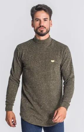 Army Green Core Turtleneck Medal Sweater