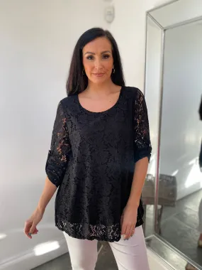 Black Floral Lace Top Charlie