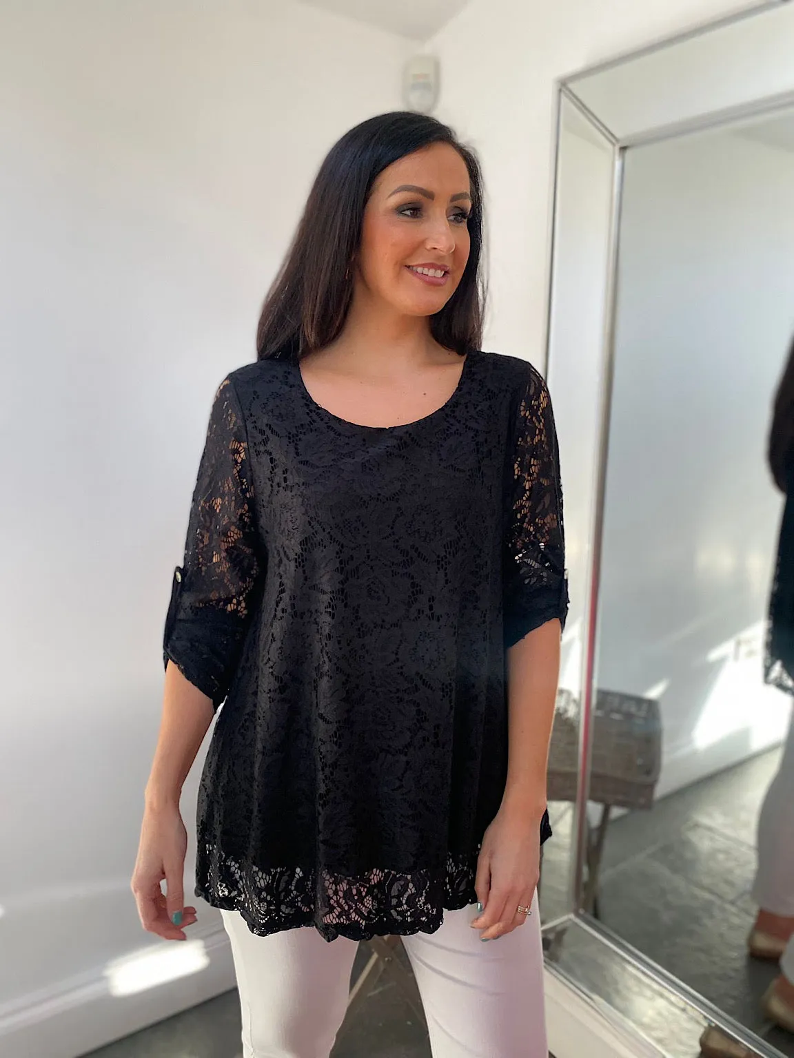 Black Floral Lace Top Charlie