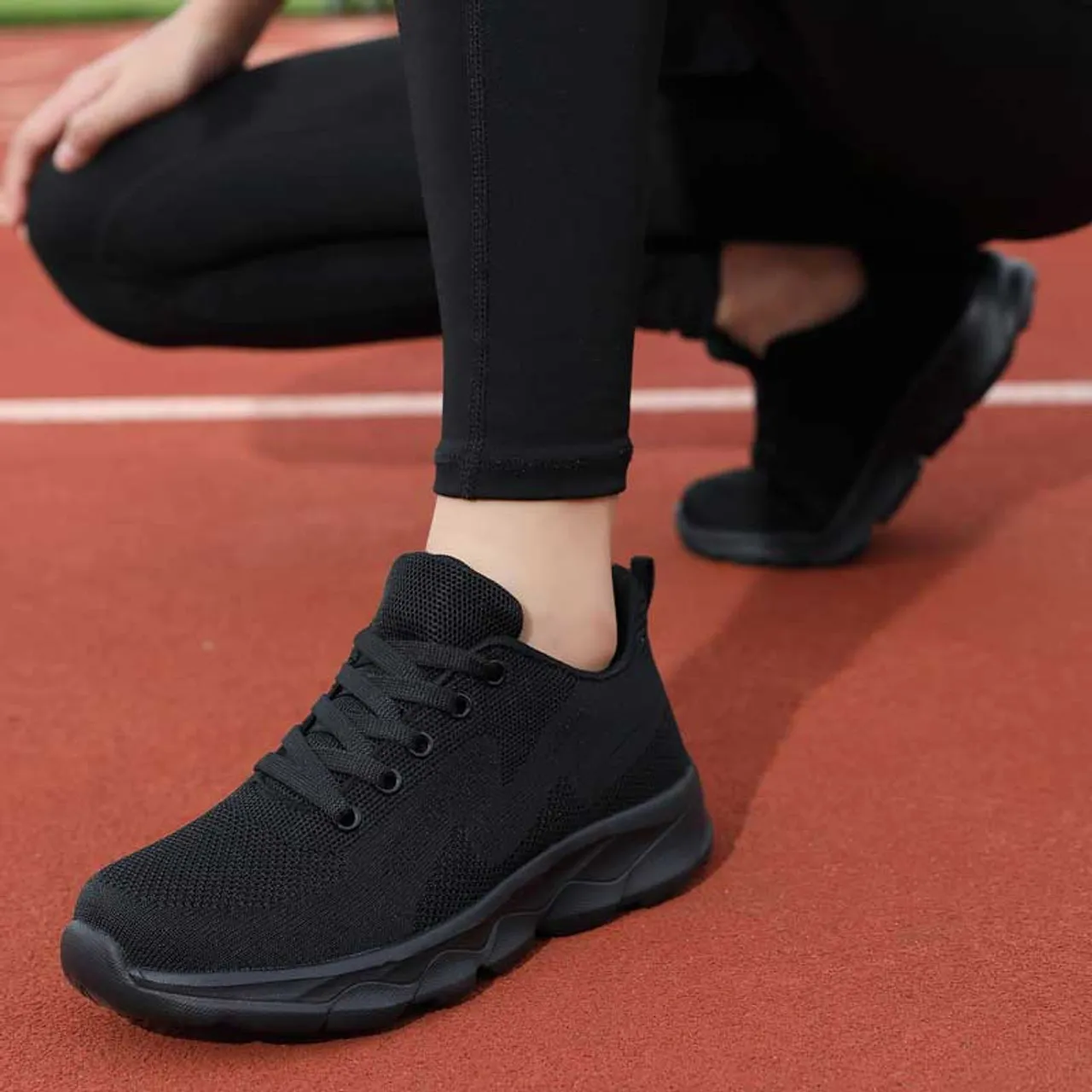 Black flyknit stripe texture casual shoe sneaker 2978