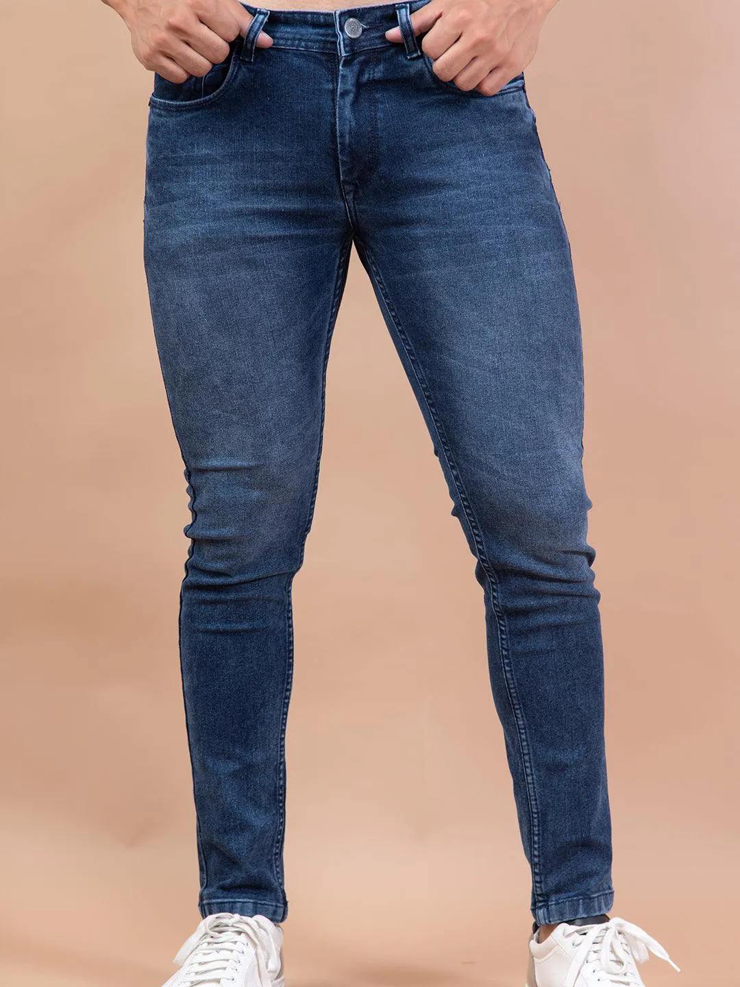 Blue Denim Ankle Length Stretchable Men's Jeans