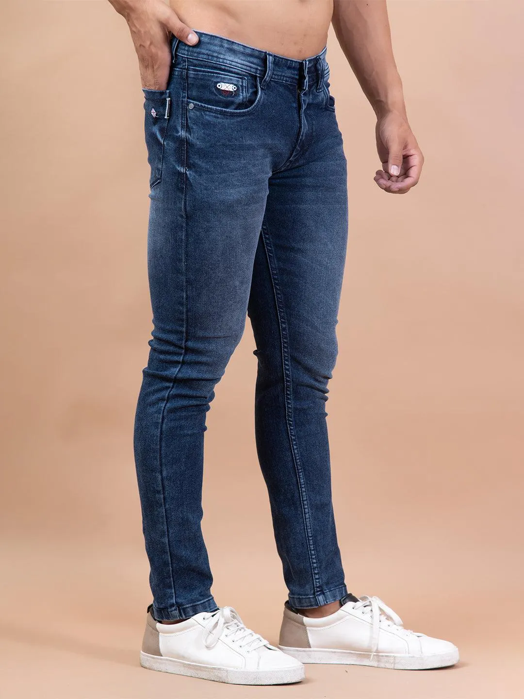 Blue Denim Ankle Length Stretchable Men's Jeans