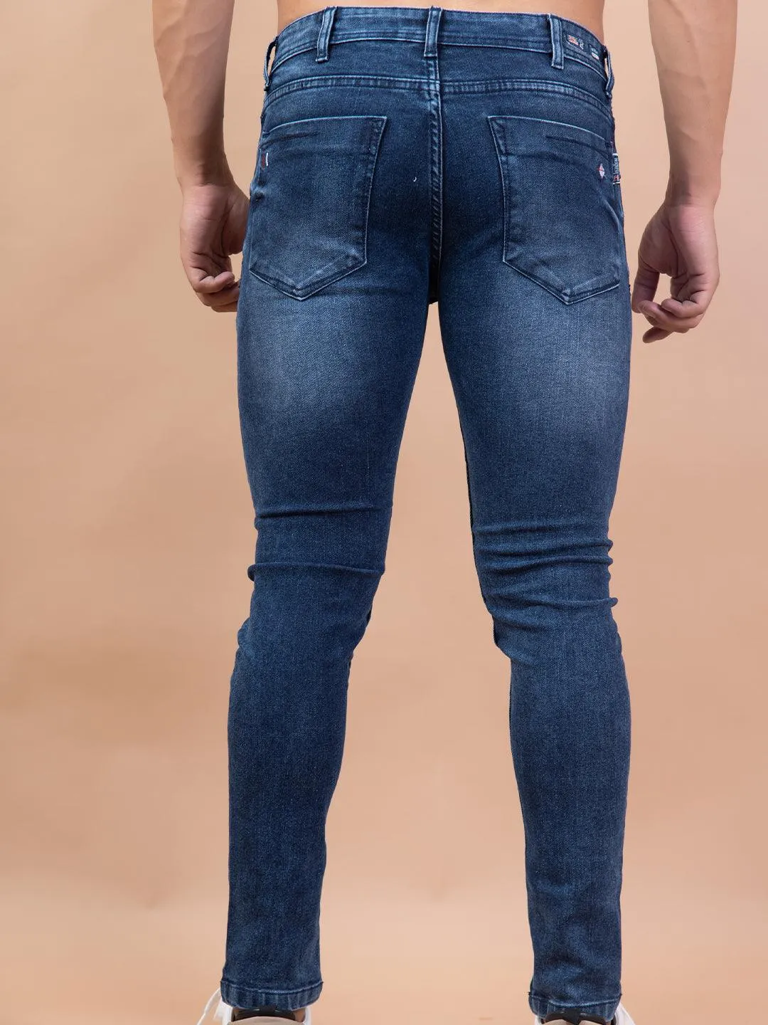 Blue Denim Ankle Length Stretchable Men's Jeans