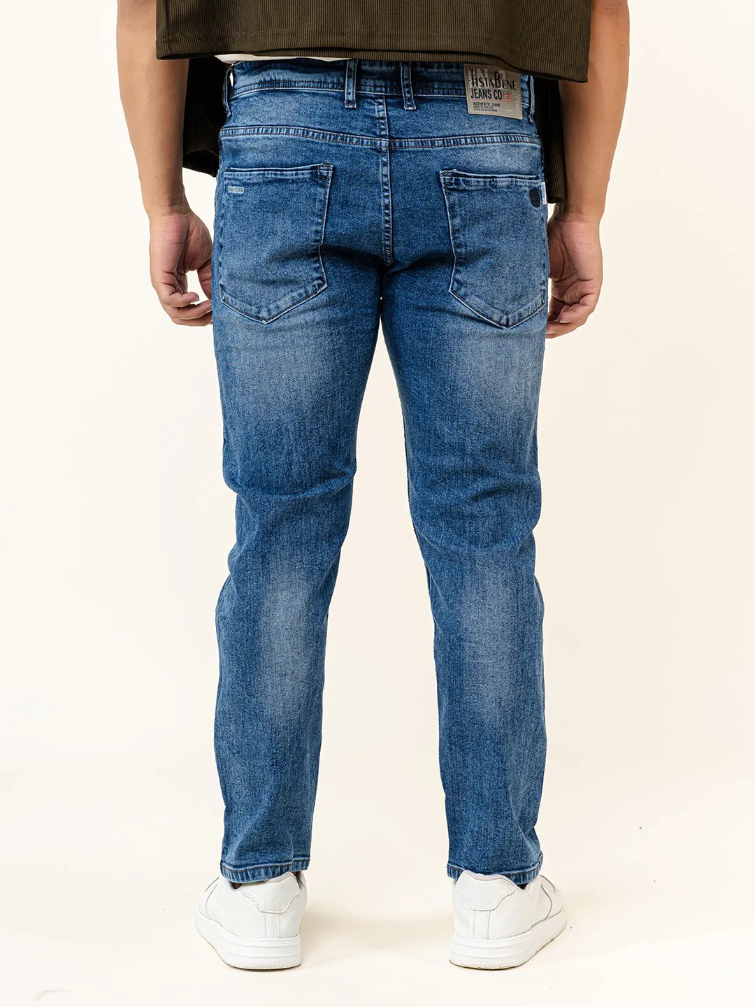 Blue Slim-Fit Ankle Length Mens Jeans