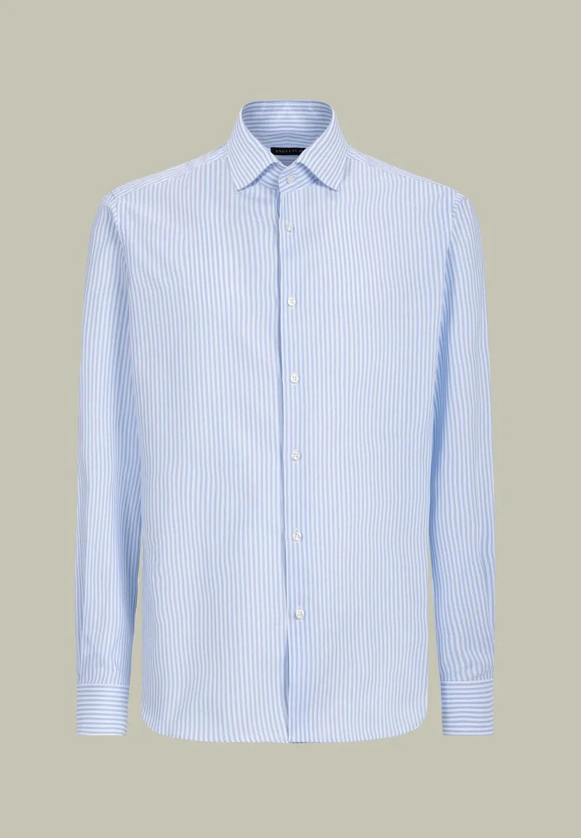 Camicia azzurro-bianca riga bacchettata