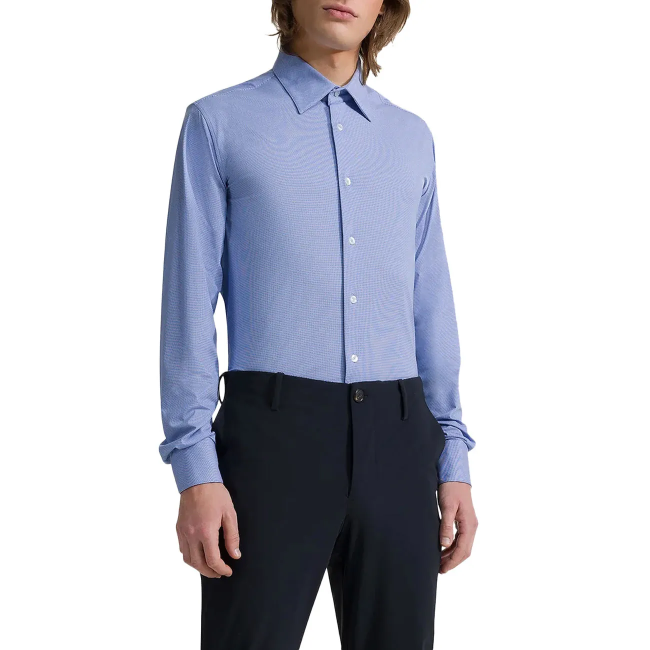 CAMICIA OXFORD JACQUARD Uomo Celeste