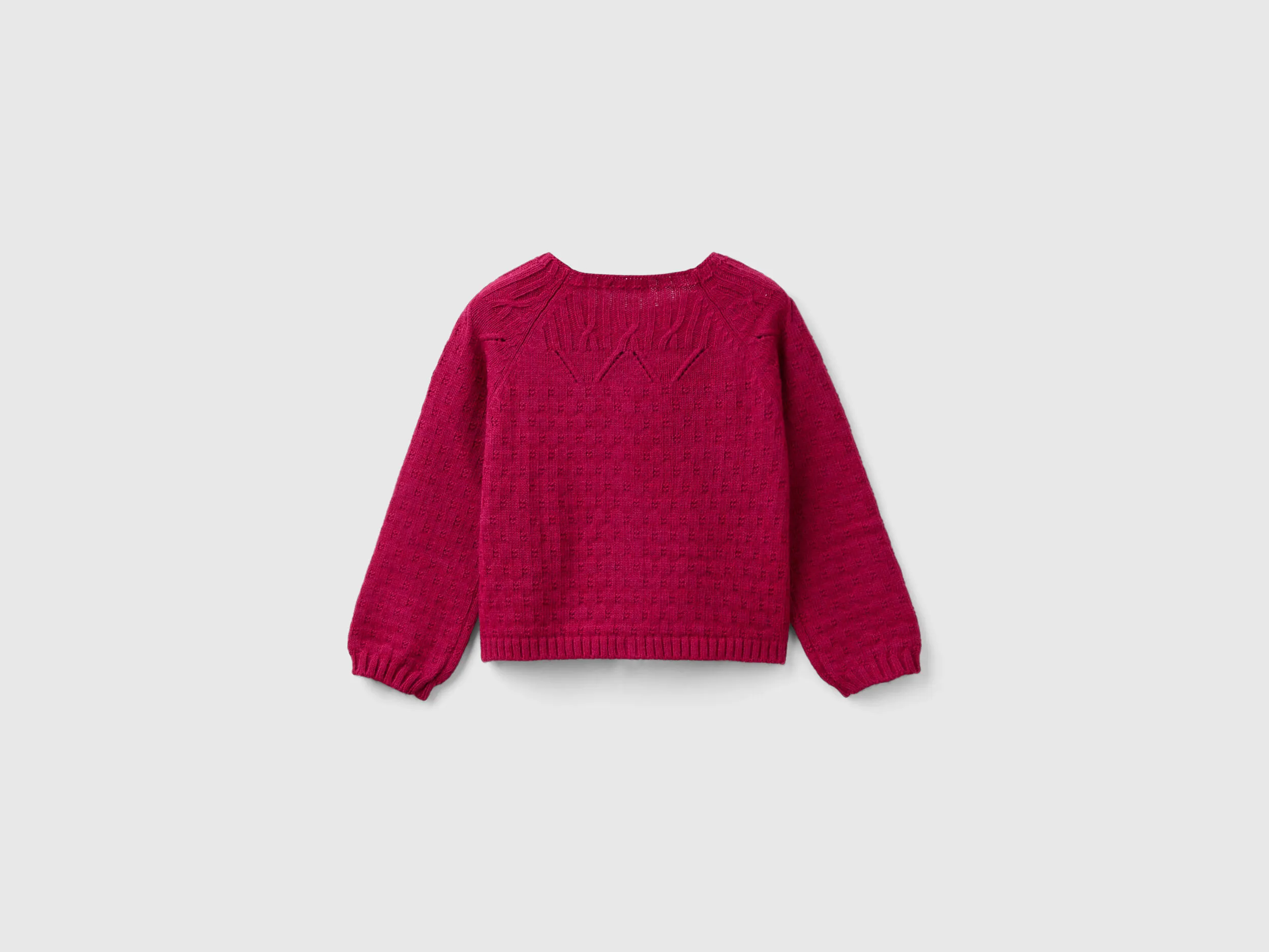 Cardigan with perforated details - Cyclamen | Benetton