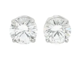 Classic 2.04 CTW Diamond 18 Karat White Gold Stud Earrings GIA