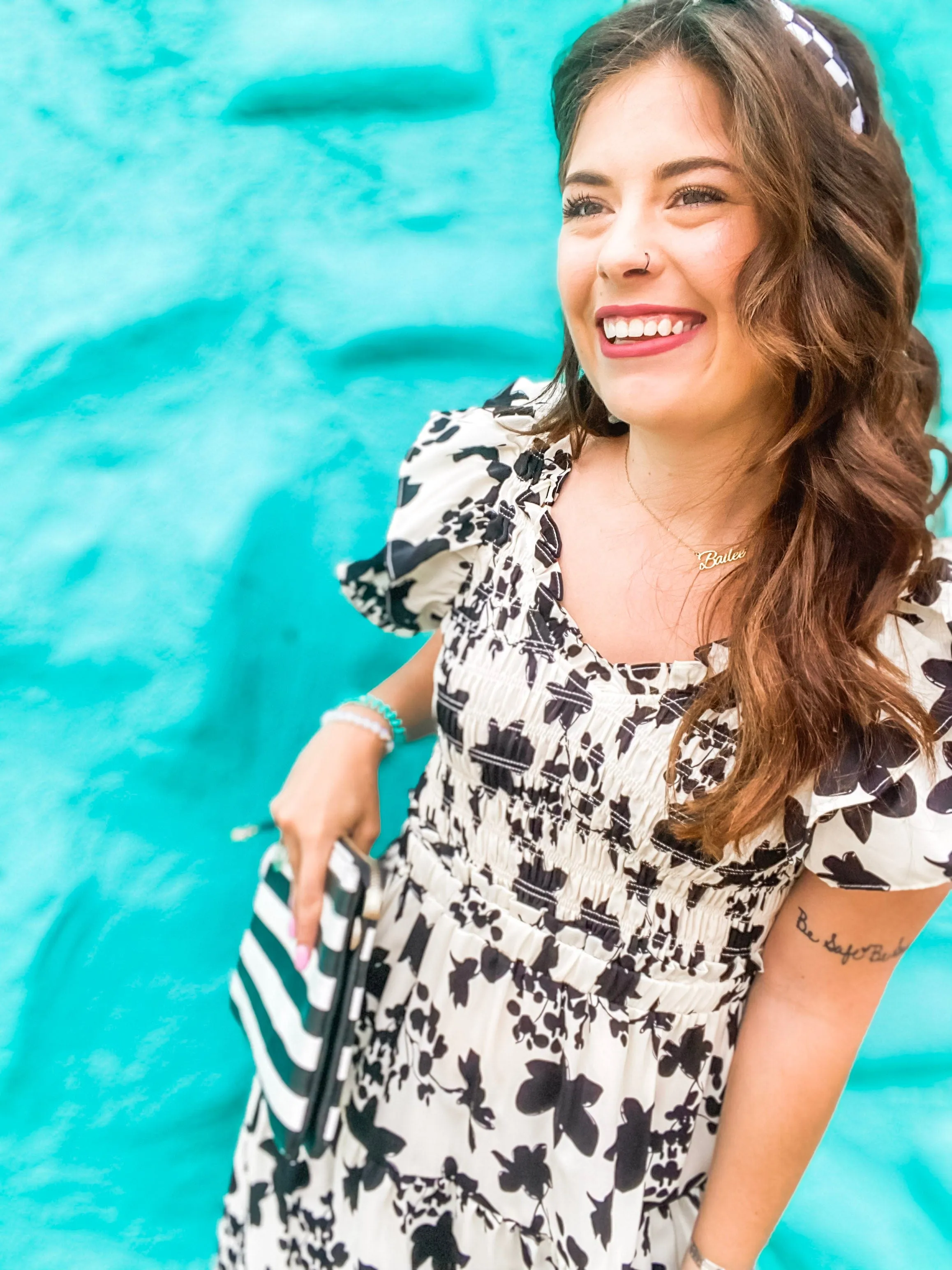 Classic Black and White Floral Dress