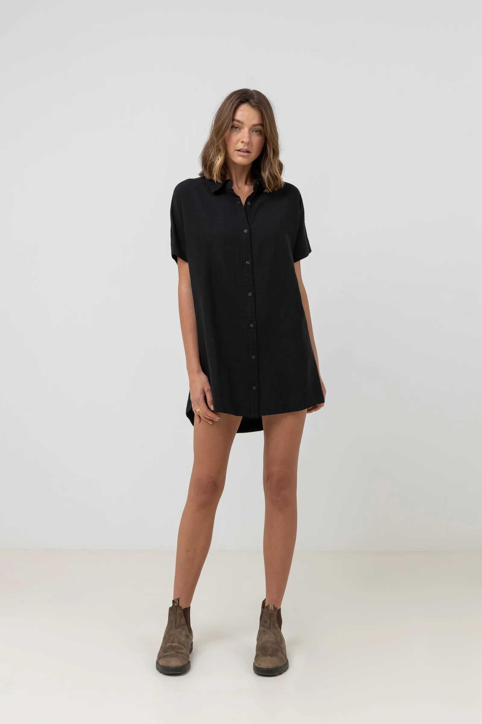 Classic Shirt Dress Black