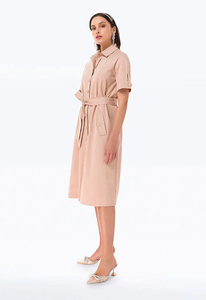 Classic Twill Solid Shirt Dress