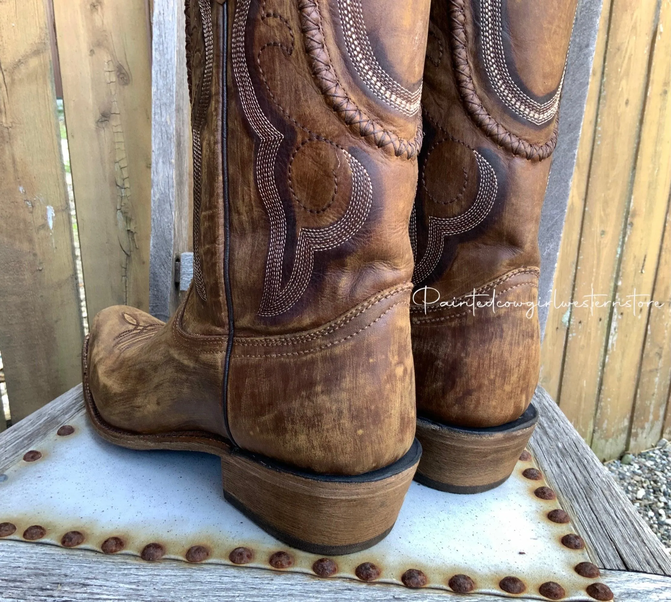 Corral Men's Distressed Brown Narrow Square Toe Cowboy Boots A3479