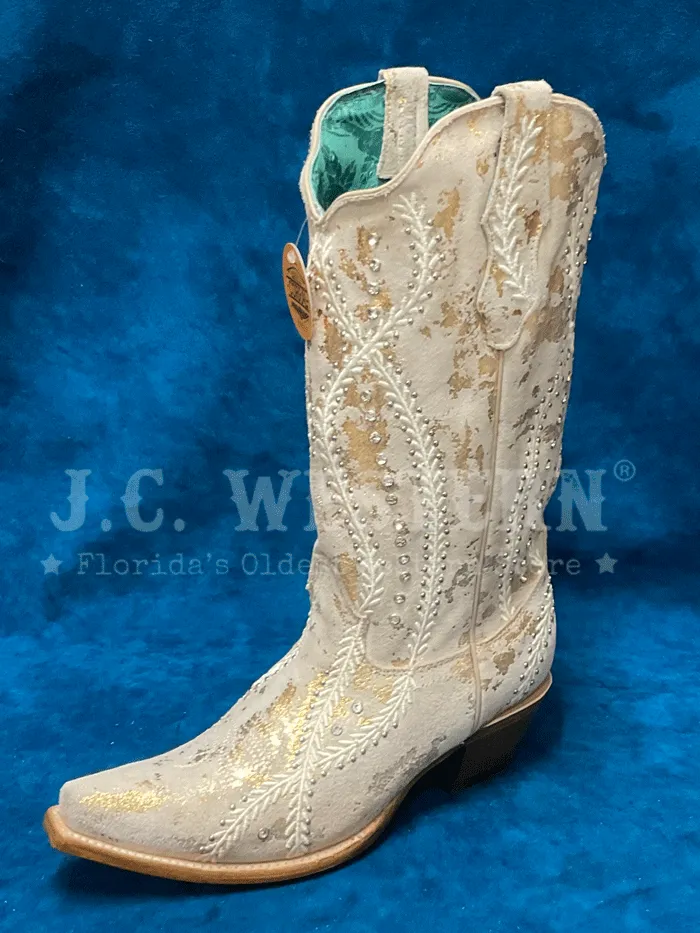 Corral Z5246 Ladies Embroidery Crystals And Studs Western Boot Gold Touches Natural