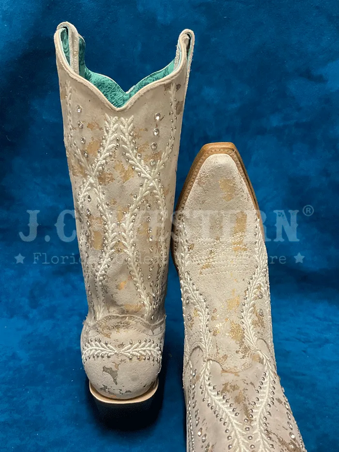 Corral Z5246 Ladies Embroidery Crystals And Studs Western Boot Gold Touches Natural