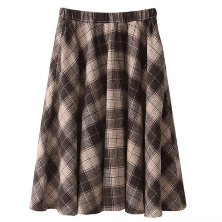 Dark Academia Wool Plaid Skirt