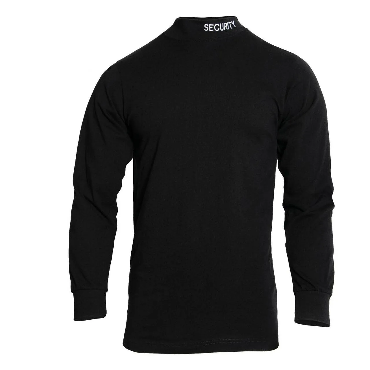 Embroidered Security Mock Turtleneck in Black