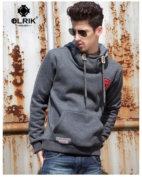 Fashion hoodie jumper for men with sport style badge embroidered