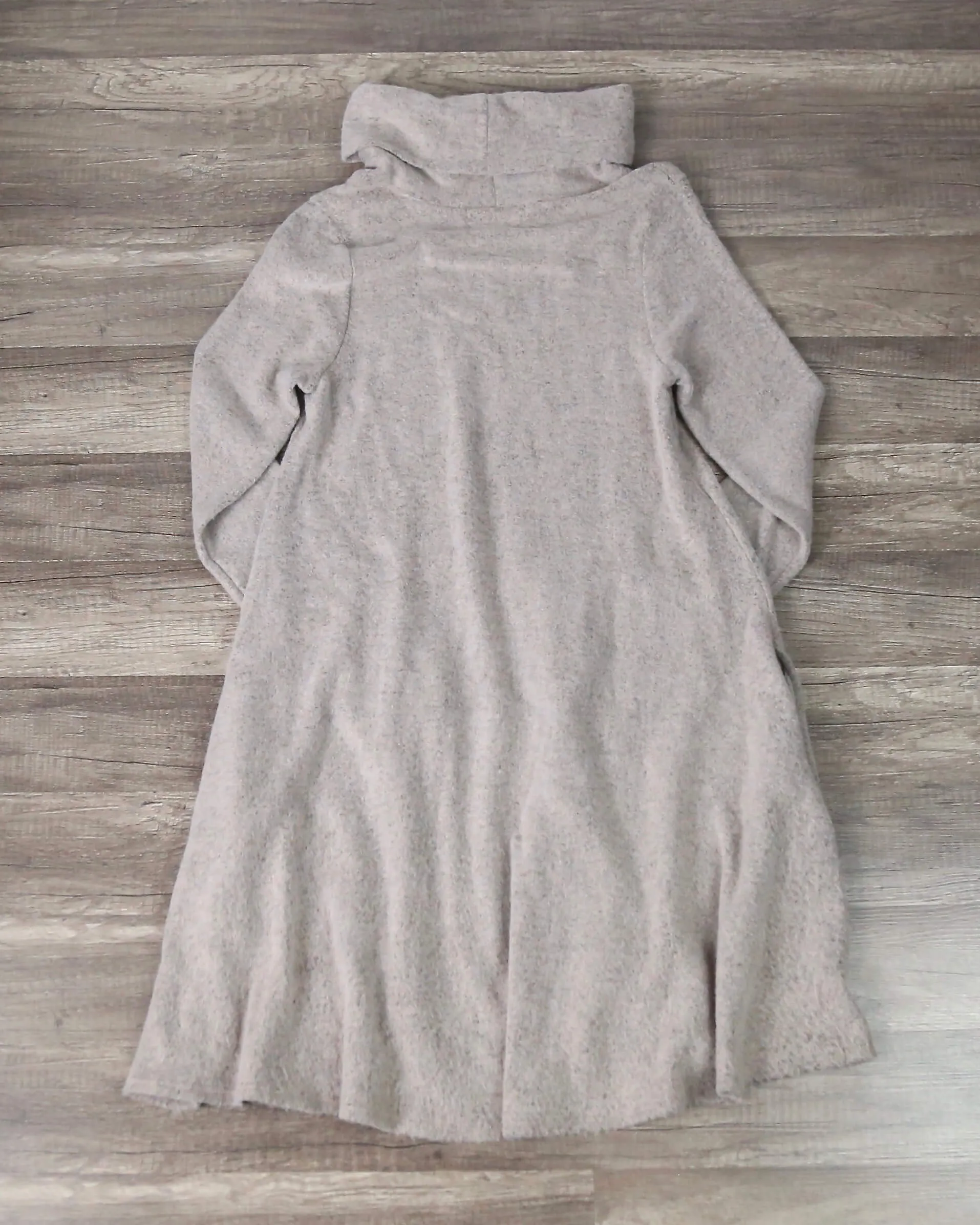 Flowy Swing Knit Turtleneck Mini Dress in Taupe