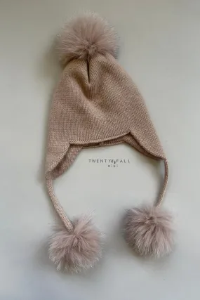 Fox Fur Triple Pom Pom Hat