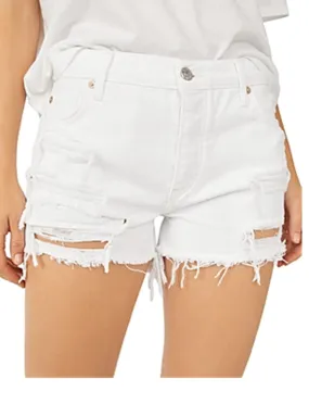 Free People Women's Maggie Mid Rise Short Cutoff Shorts White Size 26