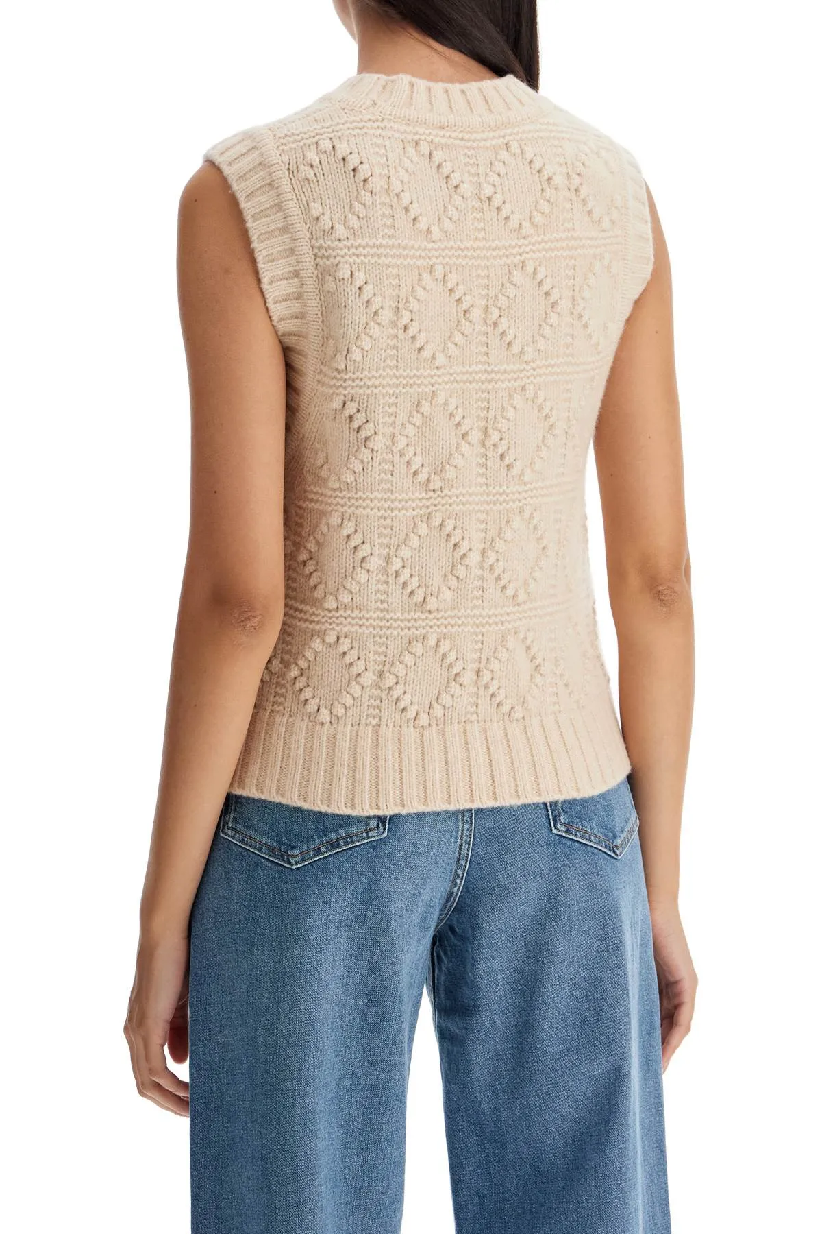 Ganni Wool And Cotton Blend Vest For   Neutral