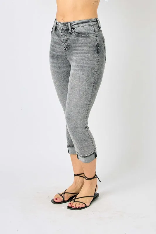 Grey Cuffed Capri