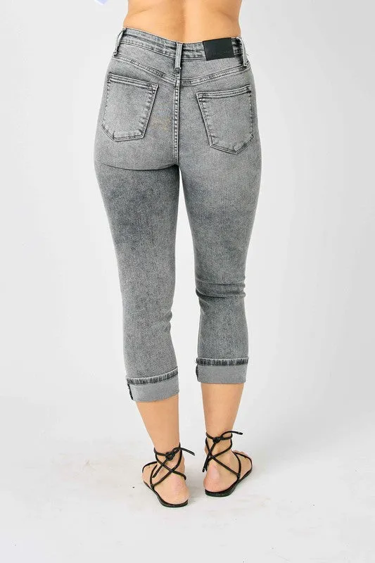 Grey Cuffed Capri