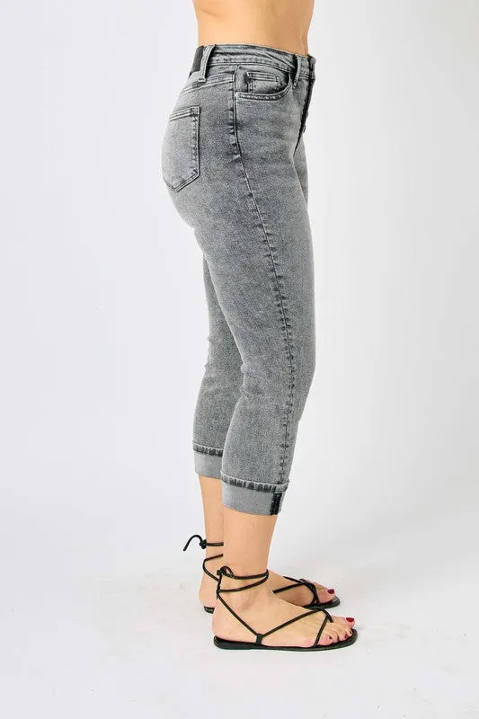 Grey Cuffed Capri